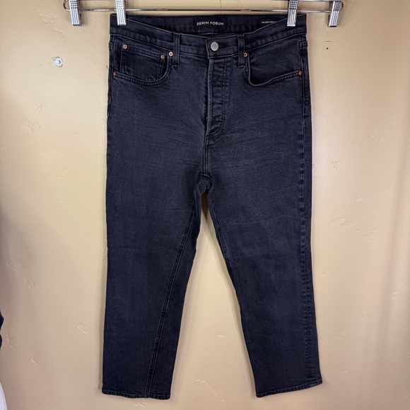 Denim Forum Arlo High Rise Straight Size 30 Button Fly Denim‎ Black Jeans NEW - Picture 1 of 11